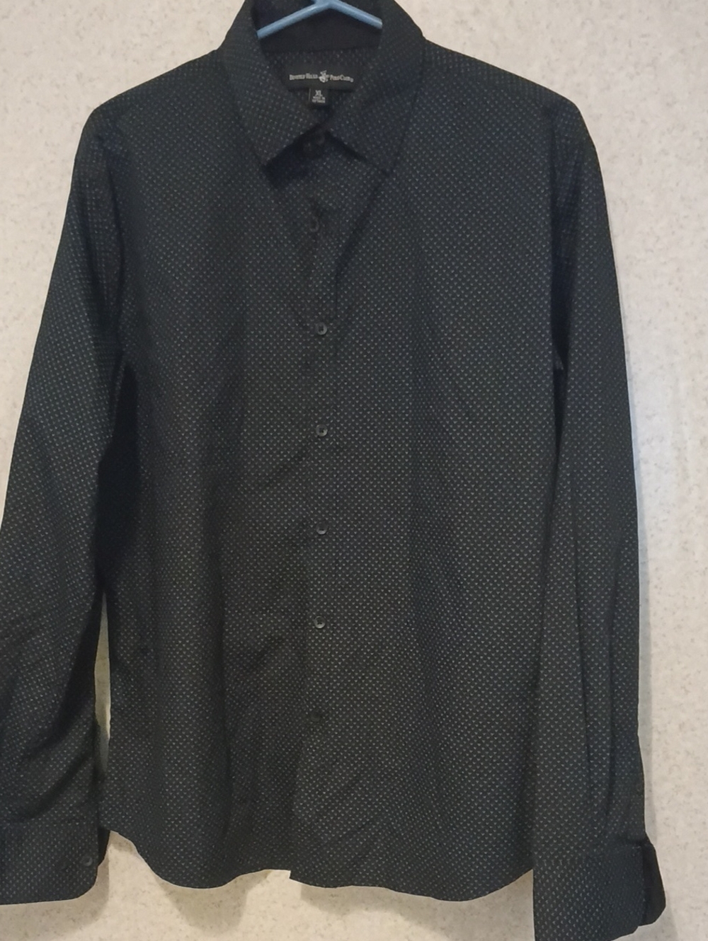 Beverly Hills Polo Club Black Shirt with Microdot Pattern